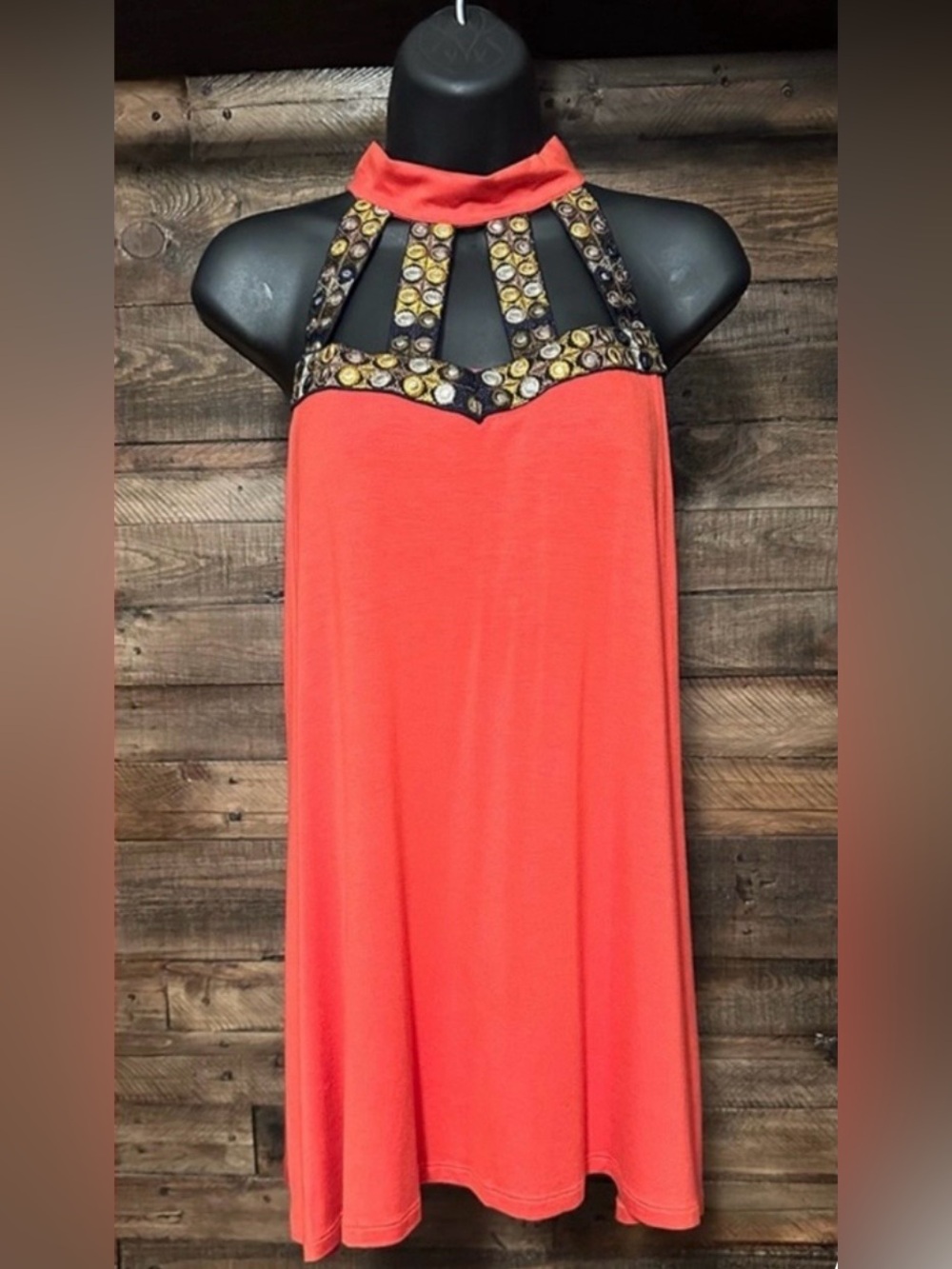 Cupio Coral Halter Tank with Studded Black Yoke
